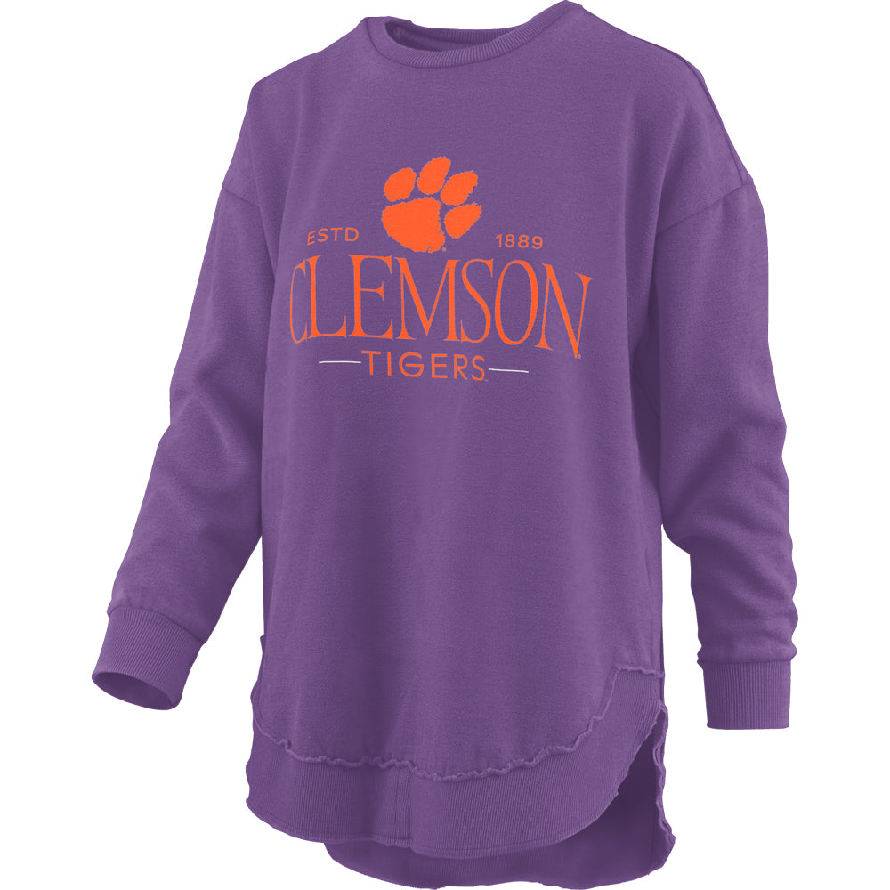 Clemson Pressbox Women’s Silverton Melange Poncho - PURPLE