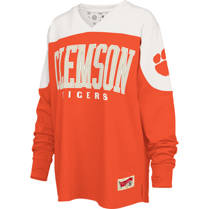 Clemson Pressbox Women's Southlawn Long Sleeve Top - ORANGE