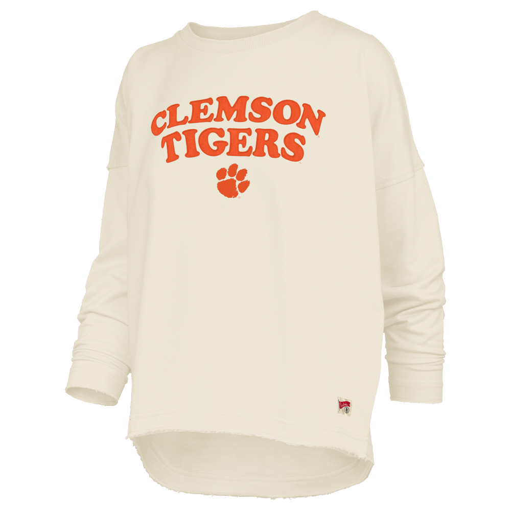 Clemson Pressbox Women’s Visalia Applique Top - IVORY