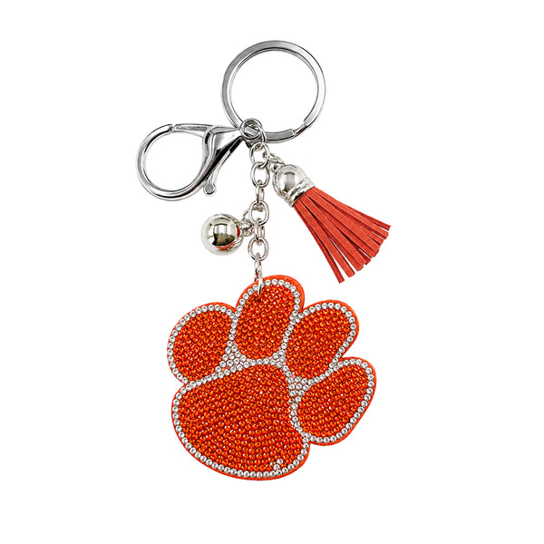 Clemson Puffy Rhinestone Bag Charm