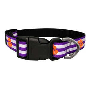 Clemson Purple Stripe Paw Dog Collar - PURPLE