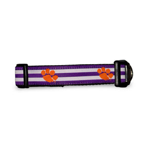 Clemson Purple Stripe Paw Dog Collar
