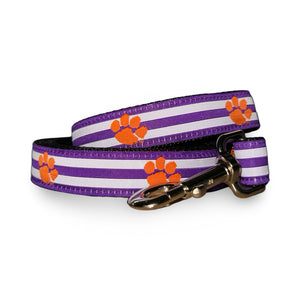 Clemson Purple Stripe Paw Dog Leash
