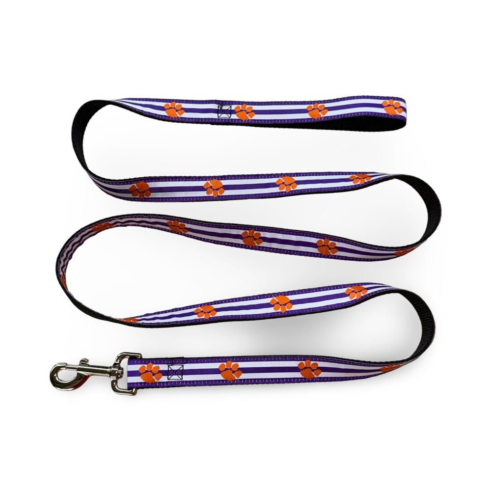 Clemson Purple Stripe Paw Dog Leash