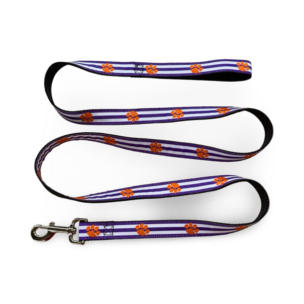 Clemson Purple Stripe Paw Dog Leash