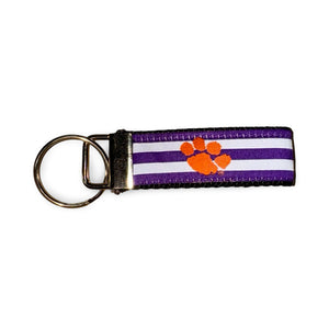 Clemson Purple Stripe Paw Key Loop
