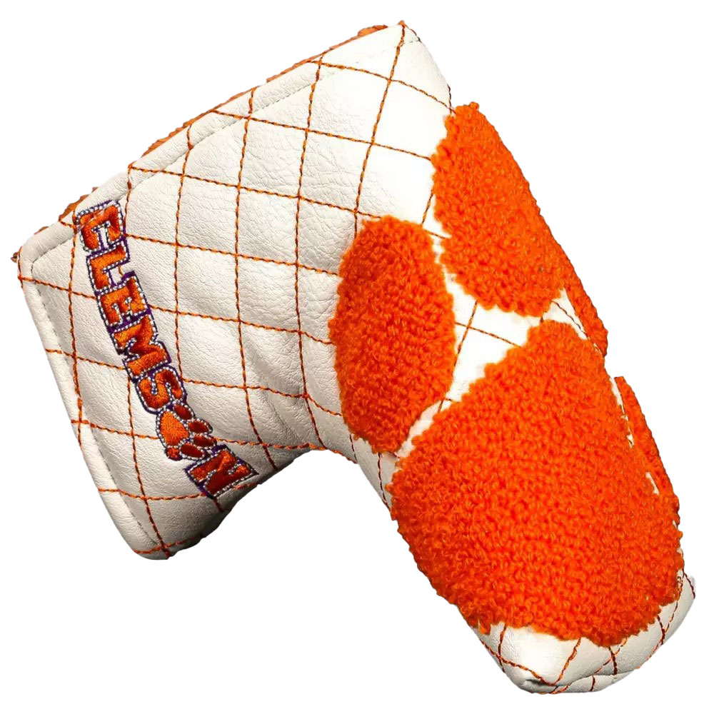 Clemson Quilted Blade Putter Cover - WHITE