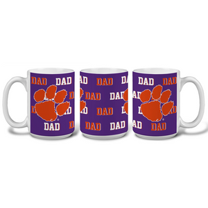 Clemson Repeating Dad Mug - WHITE