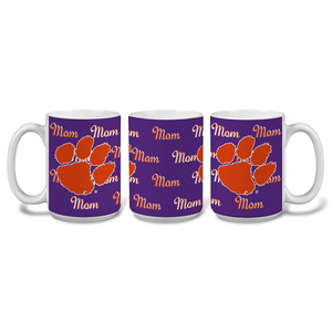 Clemson Repeating Mom Mug - WHITE