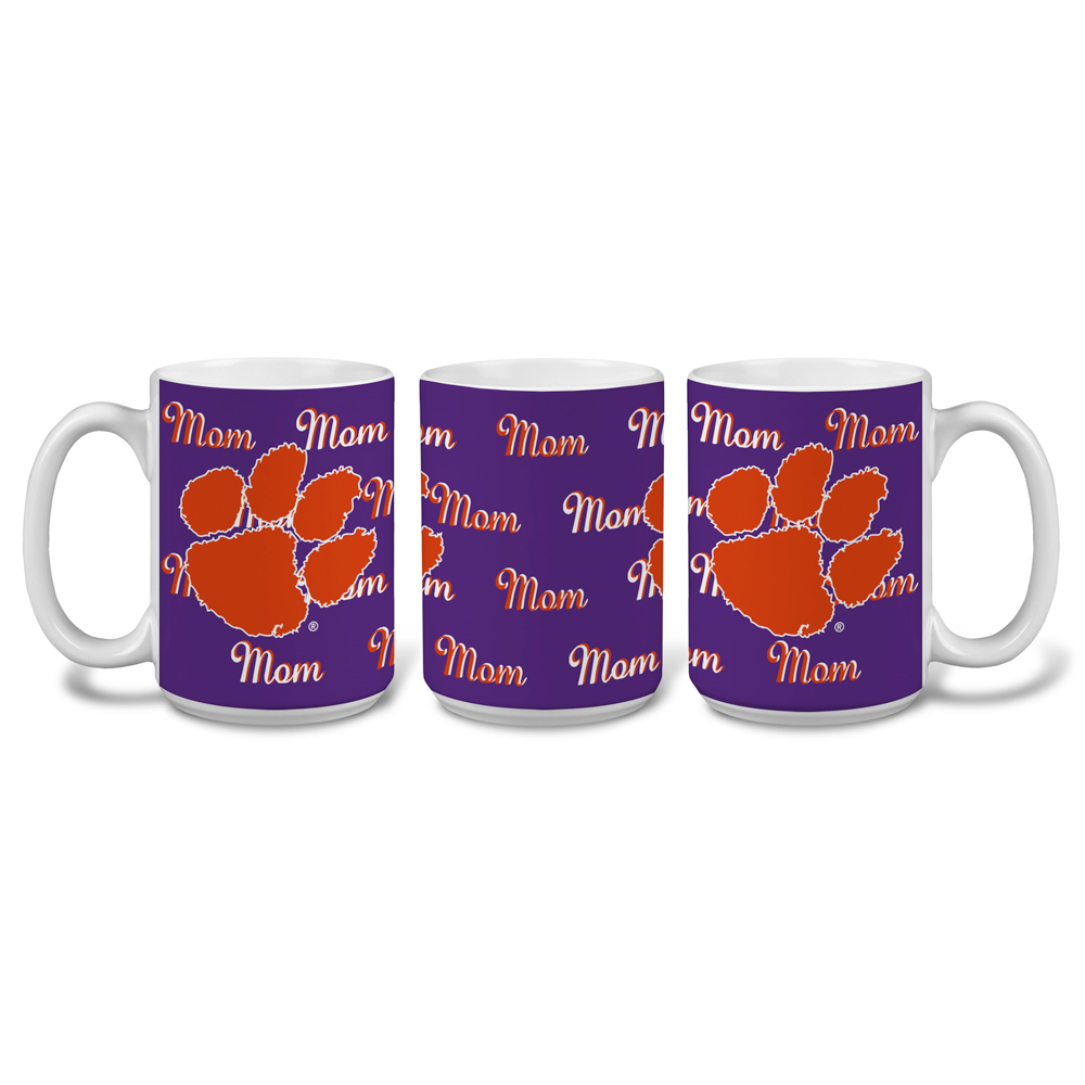 Clemson Repeating Mom Mug - WHITE