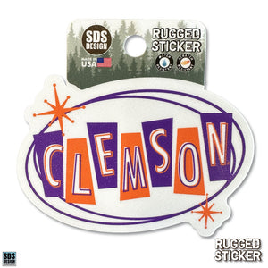 Clemson Retro Euro Space Age Rugged Decal