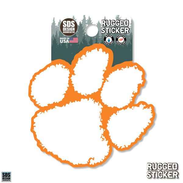 Clemson Rugged White Paw Decal