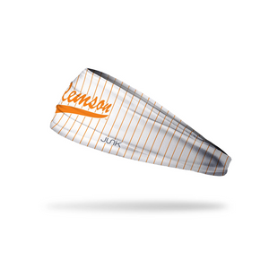 Clemson Junk Script Pinstripe Headband - WHITE