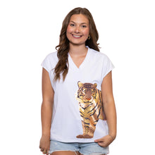 Clemson Sequin Wrap-Around Tiger V-Neck Tee