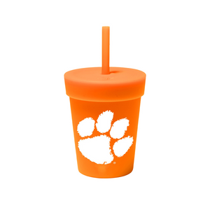 Clemson Silicone Sip Cup with Straw - ORANGE