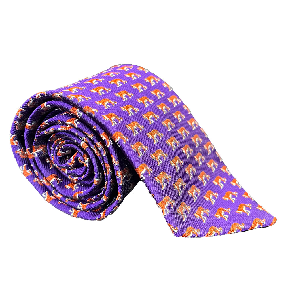 Clemson Silk Tiger Tie - PURPLE