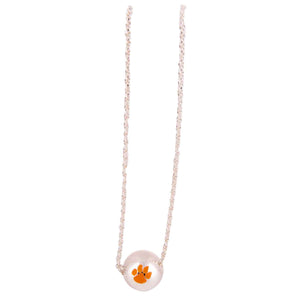 Clemson Silver Bead Necklace