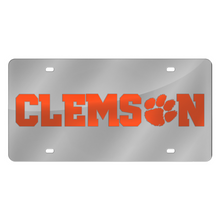 Clemson Silver Paw Hammer License Plate - SILVER