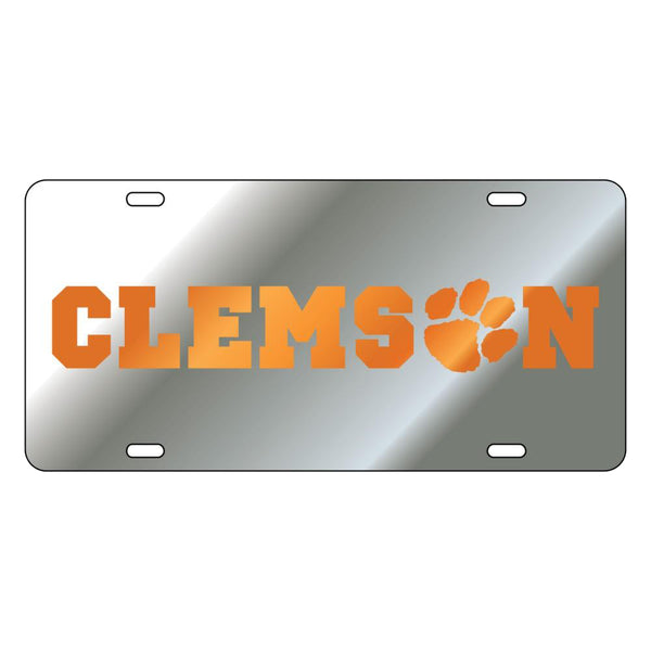 Clemson Silver Paw Hammer License Plate