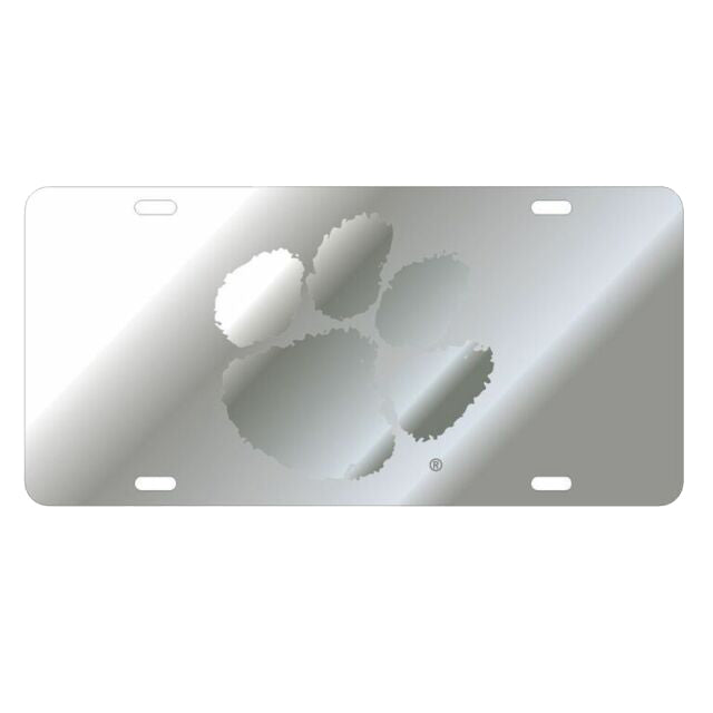 Clemson Silver Paw Mirror License Plate