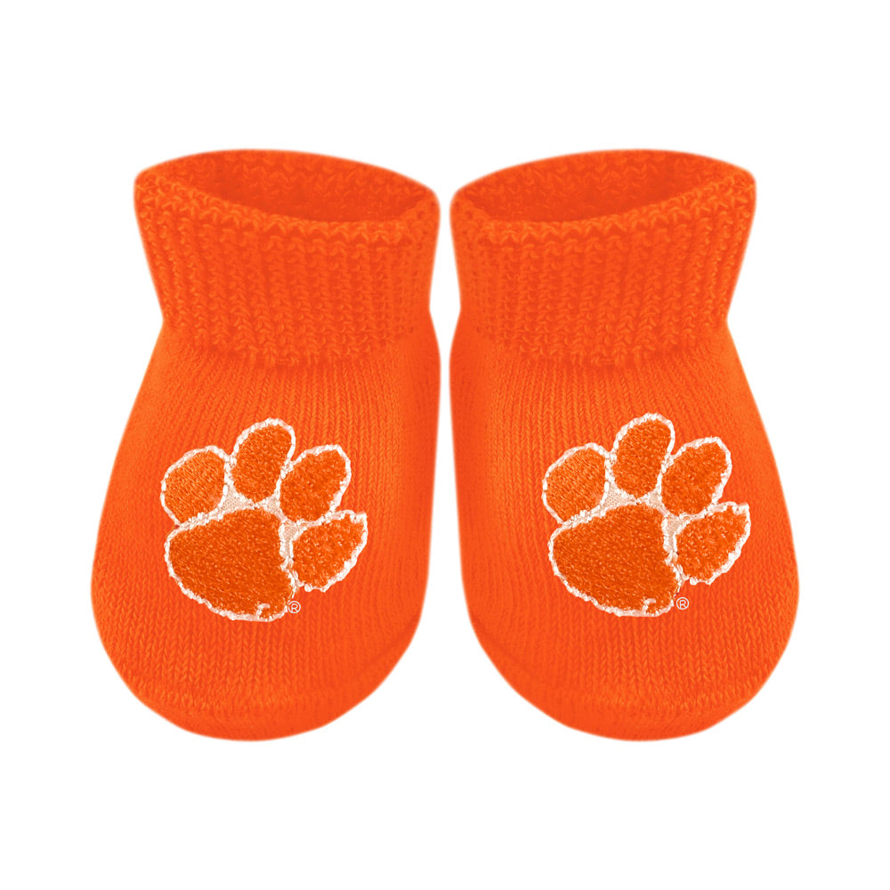 Clemson Solid Gift Box Booties - ORANGE