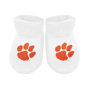 Clemson Solid Gift Box Booties - WHITE