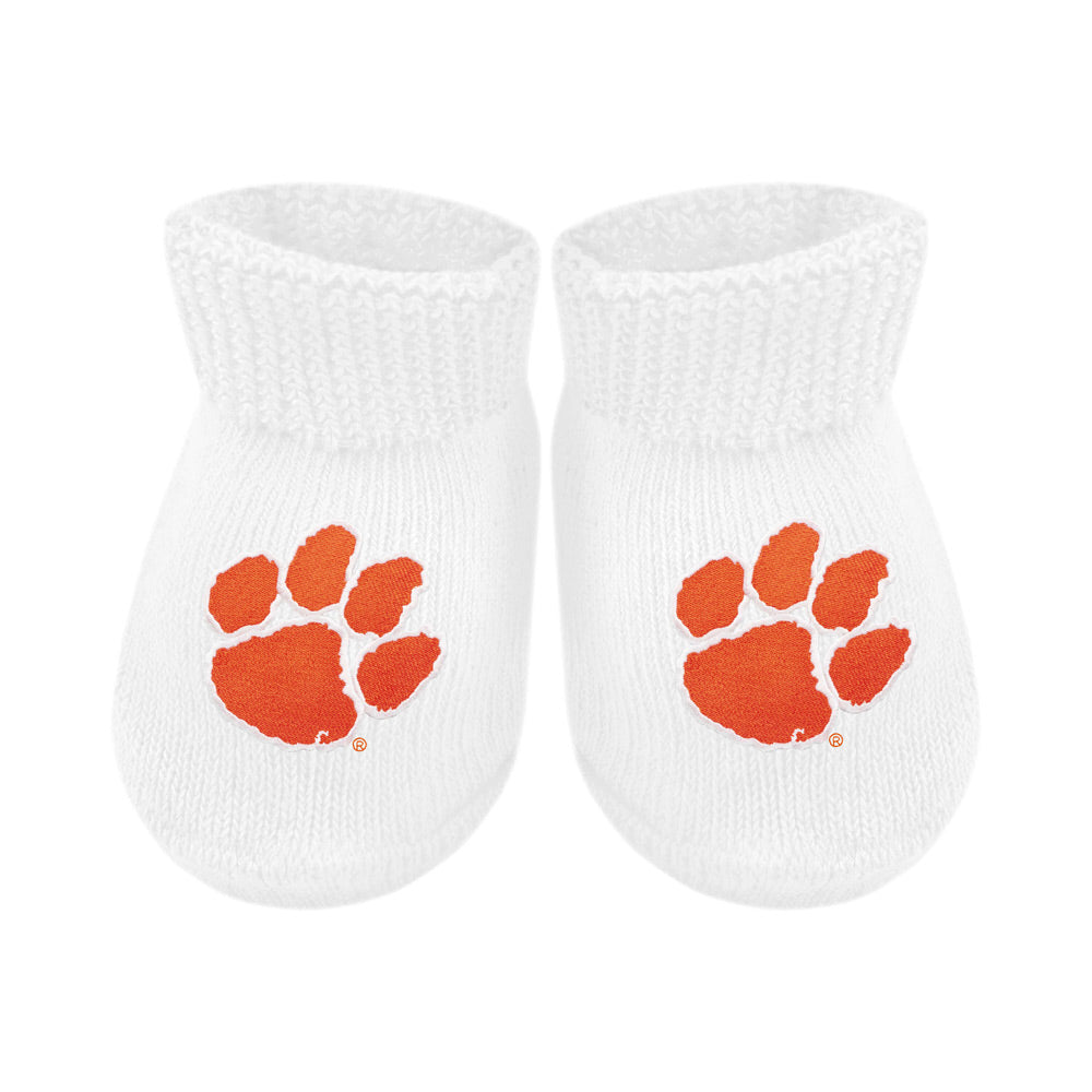 Clemson Solid Gift Box Booties - WHITE