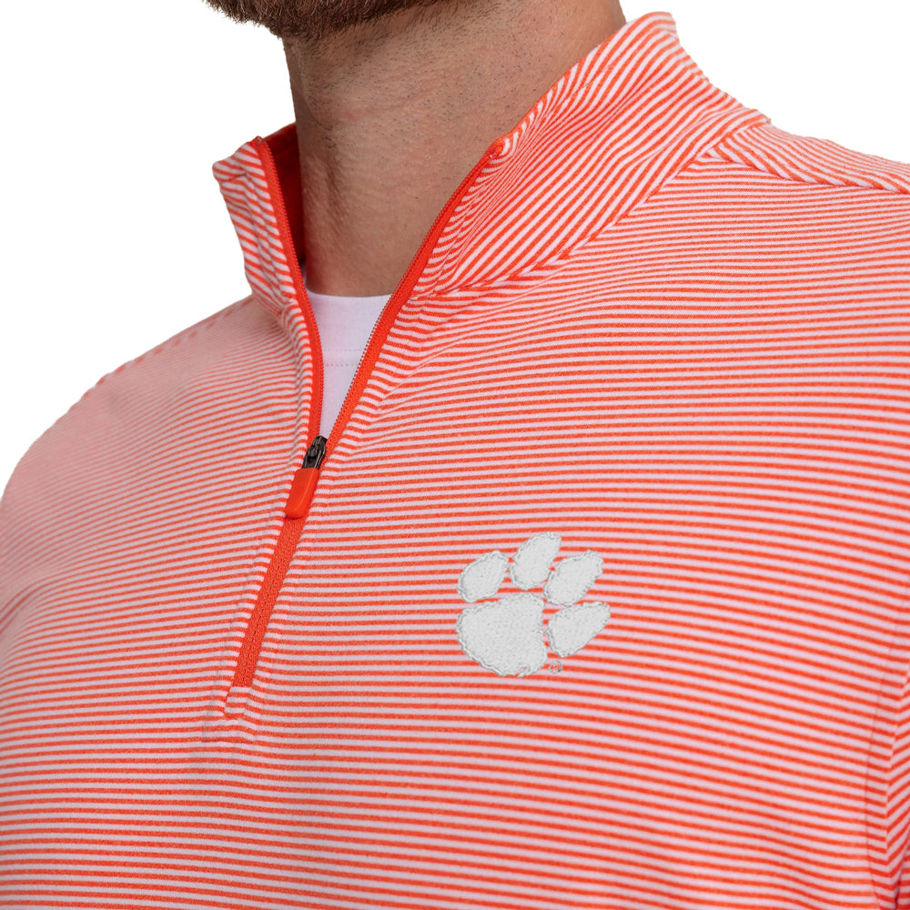 Clemson Southern Tide Cruiser Micro-Stripe Heather Quarter Zip - ORANGE