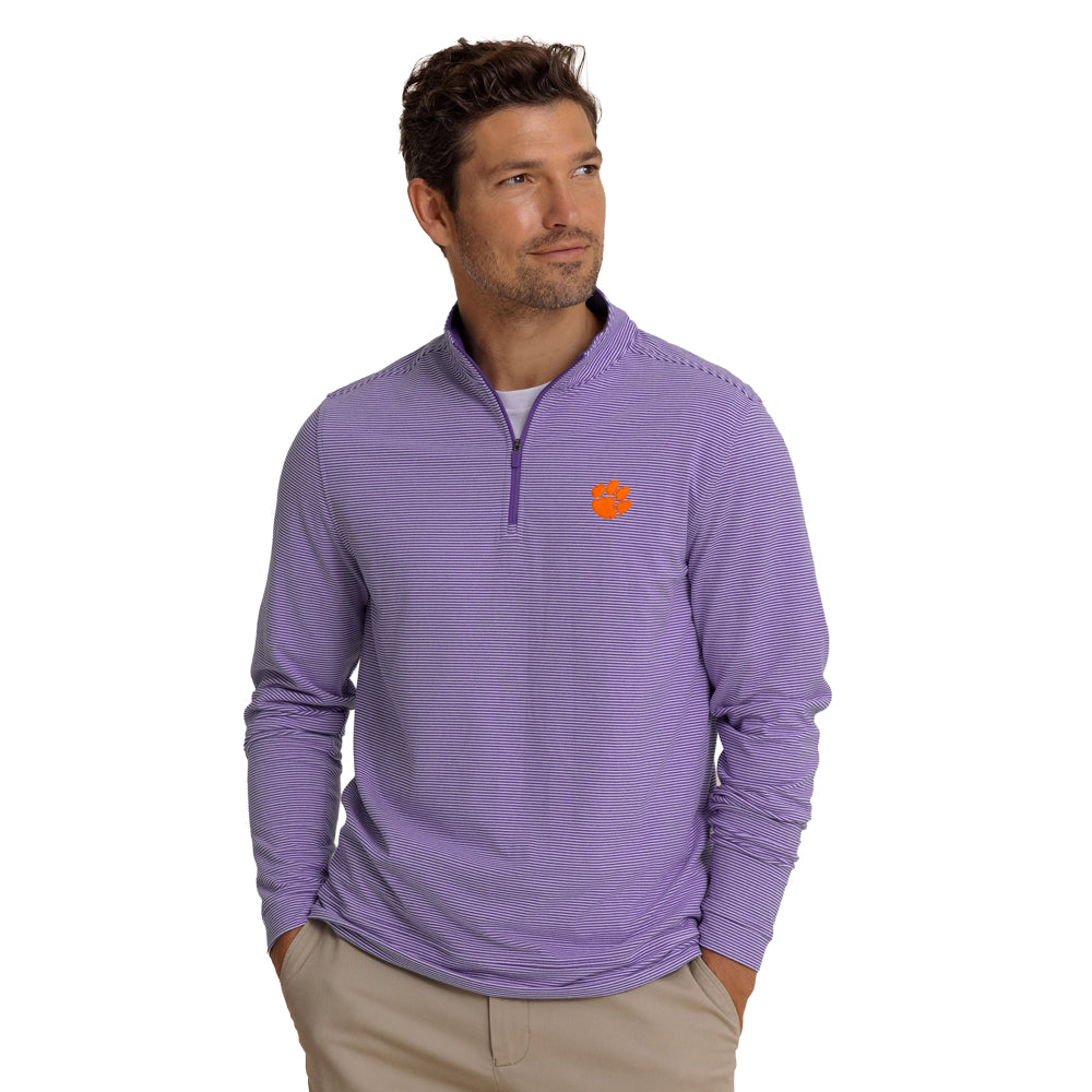 Clemson Southern Tide Cruiser Micro-Stripe Heather Quarter Zip - PURPLE