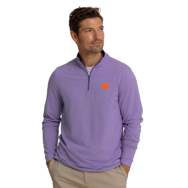 Clemson Southern Tide Cruiser Micro-Stripe Heather Quarter Zip - PURPLE