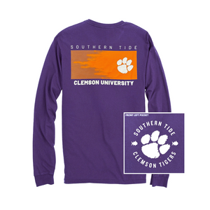 Clemson Southern Tide Gameday Hexagon Gradient Long Sleeve Tee - PURPLE