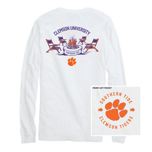Clemson Southern Tide Gameday Long Sleeve Bonfire Tee - WHITE