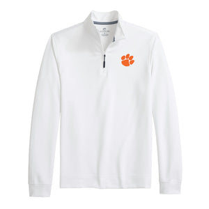 Clemson Southern Tide Schooner Textured Quarter Zip - WHITE