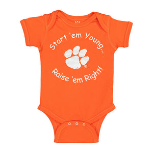 Clemson Start Em Young Onesie - ORANGE