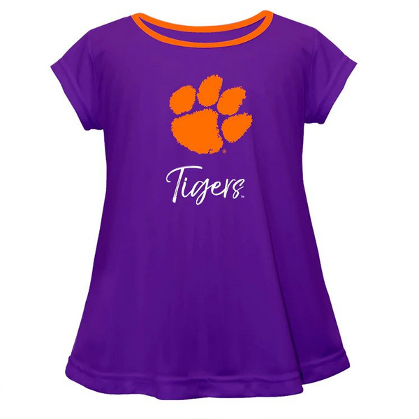 Clemson Stella Infant/Toddler A Line Dress  - PURPLE