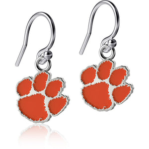 Clemson Sterling Silver Enamel Dangle Earrings