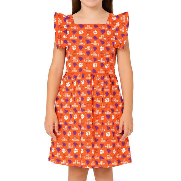 Clemson Stewart Simmons Girls Flutter Sleeve Dress