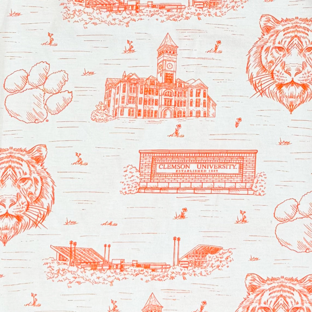 Clemson Stewart Simmons Girls Team Toile Dress - WHITE