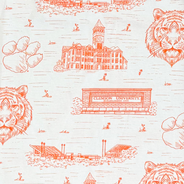 Clemson Stewart Simmons Girls Team Toile Dress - WHITE