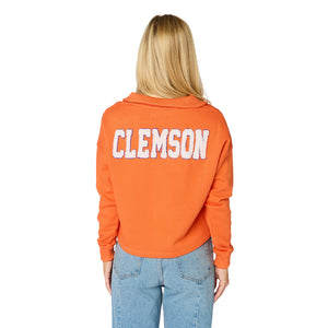 Clemson Stewart Simmons Women's Collared Chenille Pullover - ORANGE