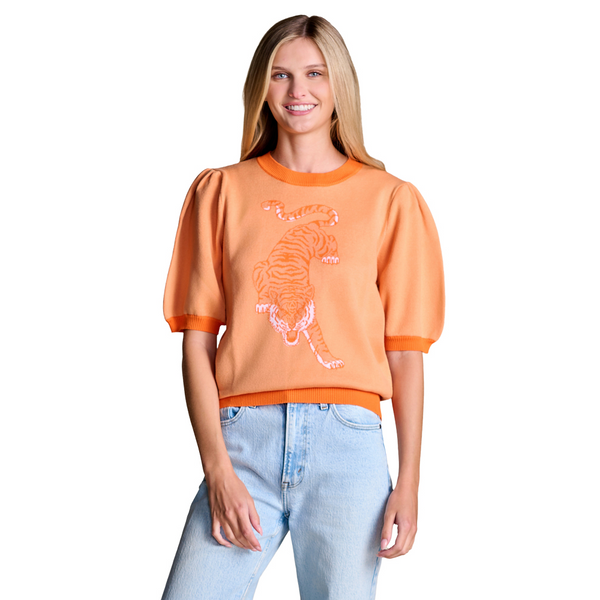 Clemson Stewart Simmons Women's Crawling Tiger Sweater Top - ORANGE