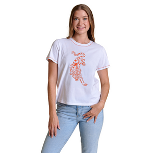Clemson Stewart Simmons Women's Embroidered Tiger Tee - WHITE