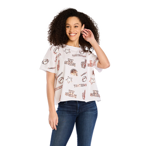 Clemson Stewart Simmons Women's Sequin Football Tee - WHITE