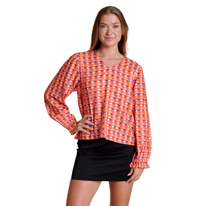 Clemson Stewart Simmons Women's Twill Long Sleeve Blouse - ORANGE