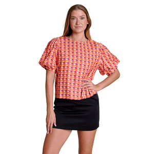 Clemson Stewart Simmons Women's Twill Puff Sleeve Blouse - ORANGE