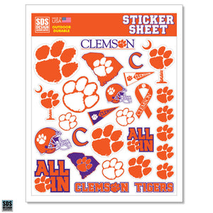 Clemson Sticker Sheet