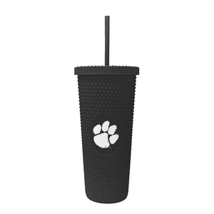 Clemson Studded Tumbler with White Paw - BLACK