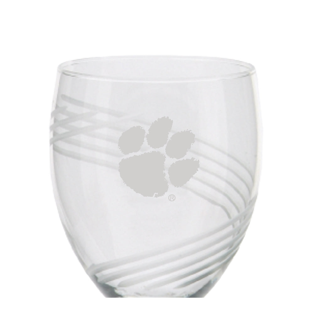 Clemson Swirl-Cut Stemless Wine Glass