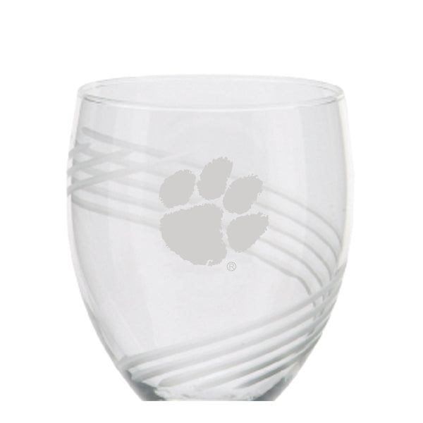 Clemson Swirl-Cut Stemless Wine Glass