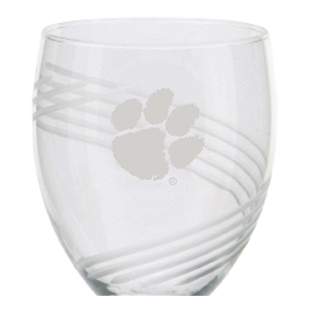 Clemson Swirl-Cut Stemless Wine Glass